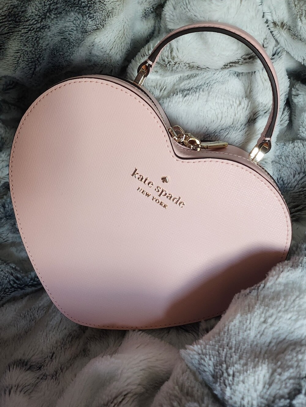 kate spade pale pink heart-shaped top-handle mini bag